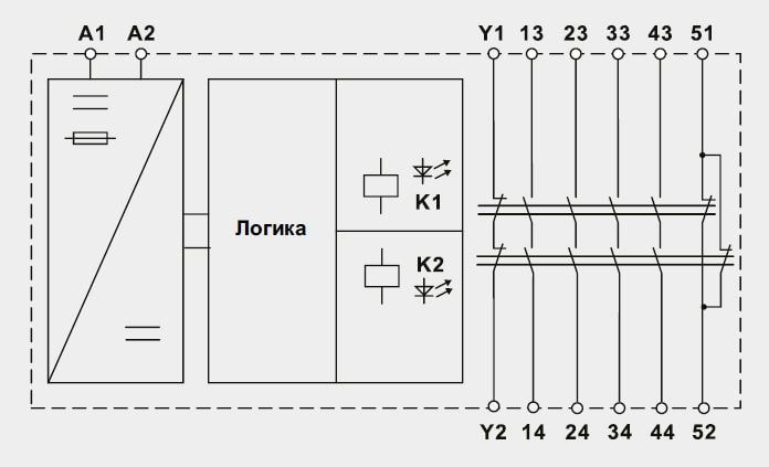 Схема подключения РФБГ-342-24DC Схема подключения РФБГ-342-24DC