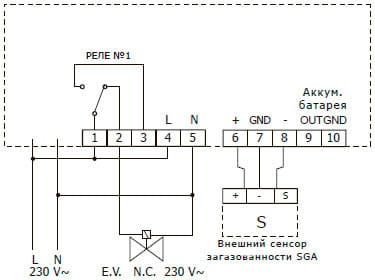 Схема подключения внешних устройств сигнализатора RGDGPLМР1 Seitron Схема подключения внешних устройств сигнализатора RGDGPLМР1 Seitron