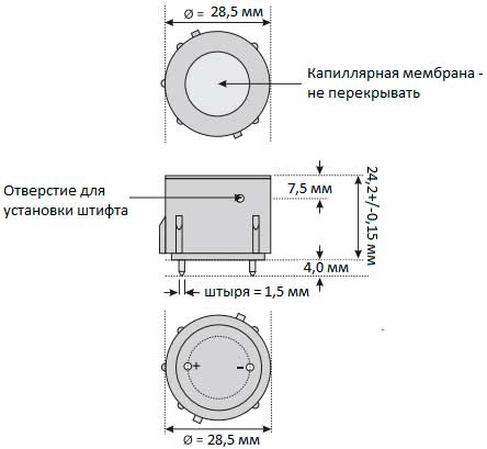 Габаритные размеры сенсора 5FO CiTiceL Oxygen aaa32-240 Габаритные размеры сенсора 5FO CiTiceL Oxygen aaa32-240