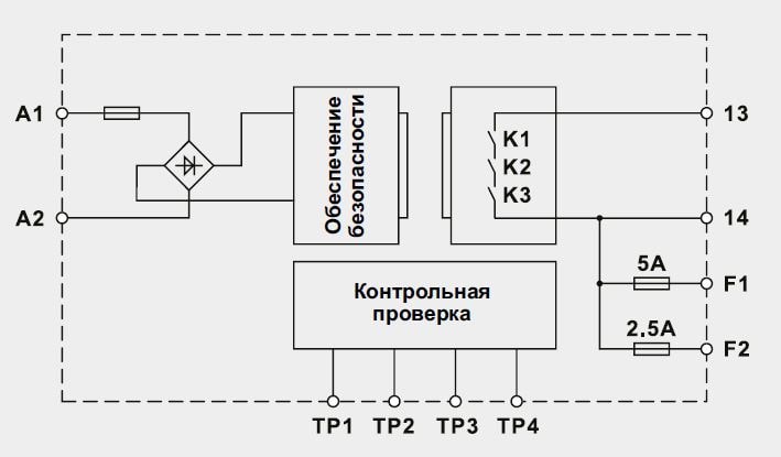 Схема подключения РФБГ-201-24DC Схема подключения РФБГ-201-24DC
